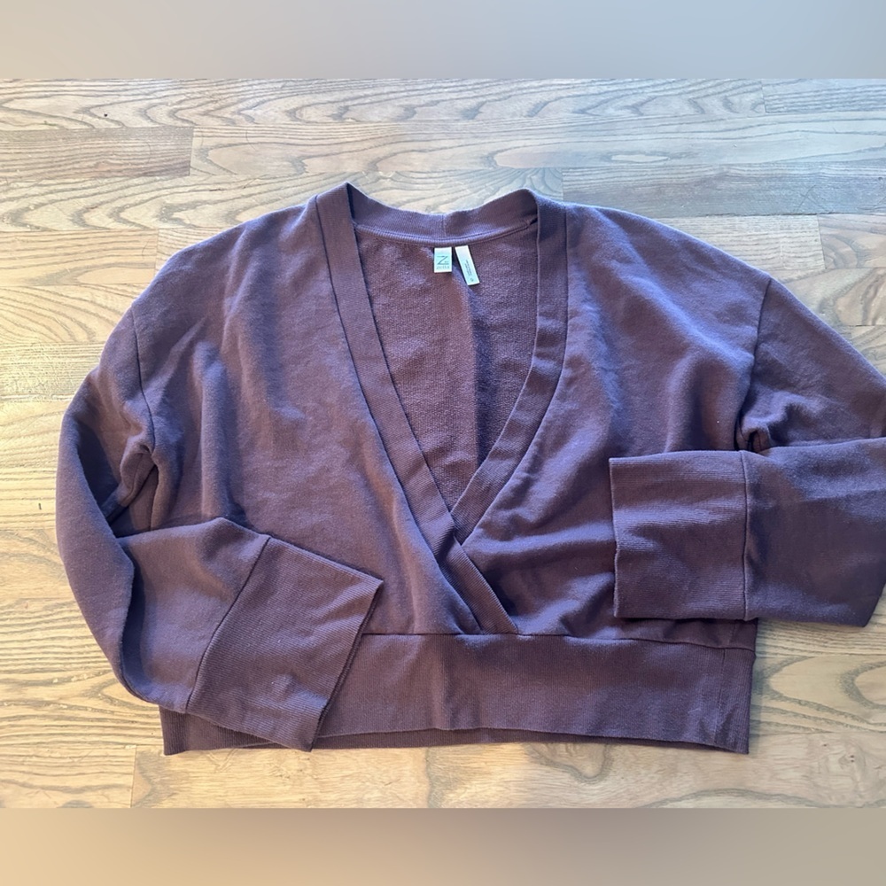 Zella Plum Cropped Cross Front Sweatshirt